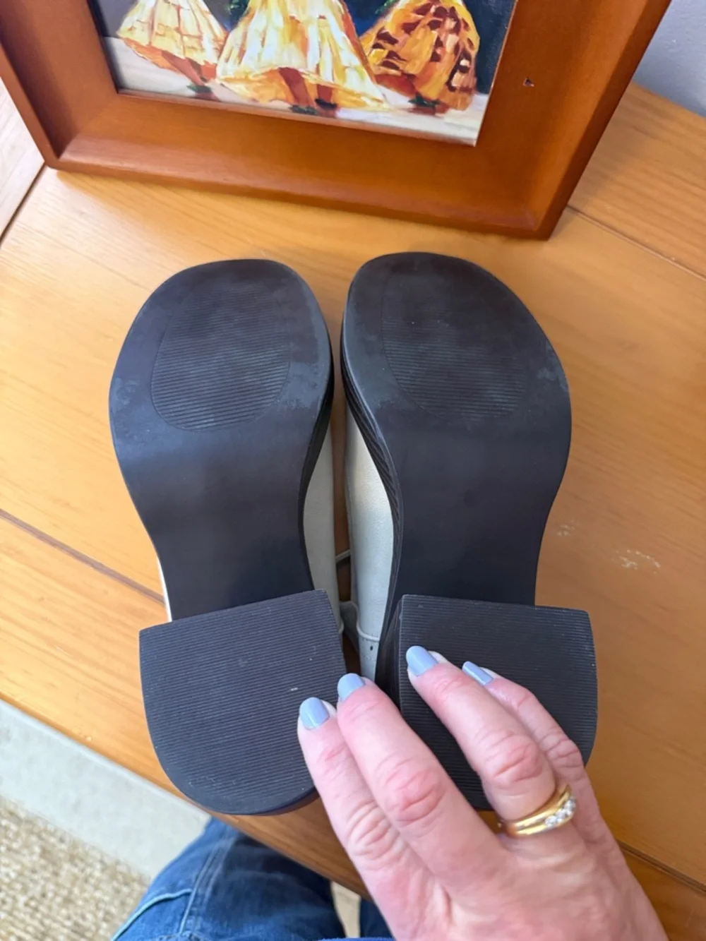 Maurices Light Cream Suede Mary Jane Block Heels - Picture 5 of 7